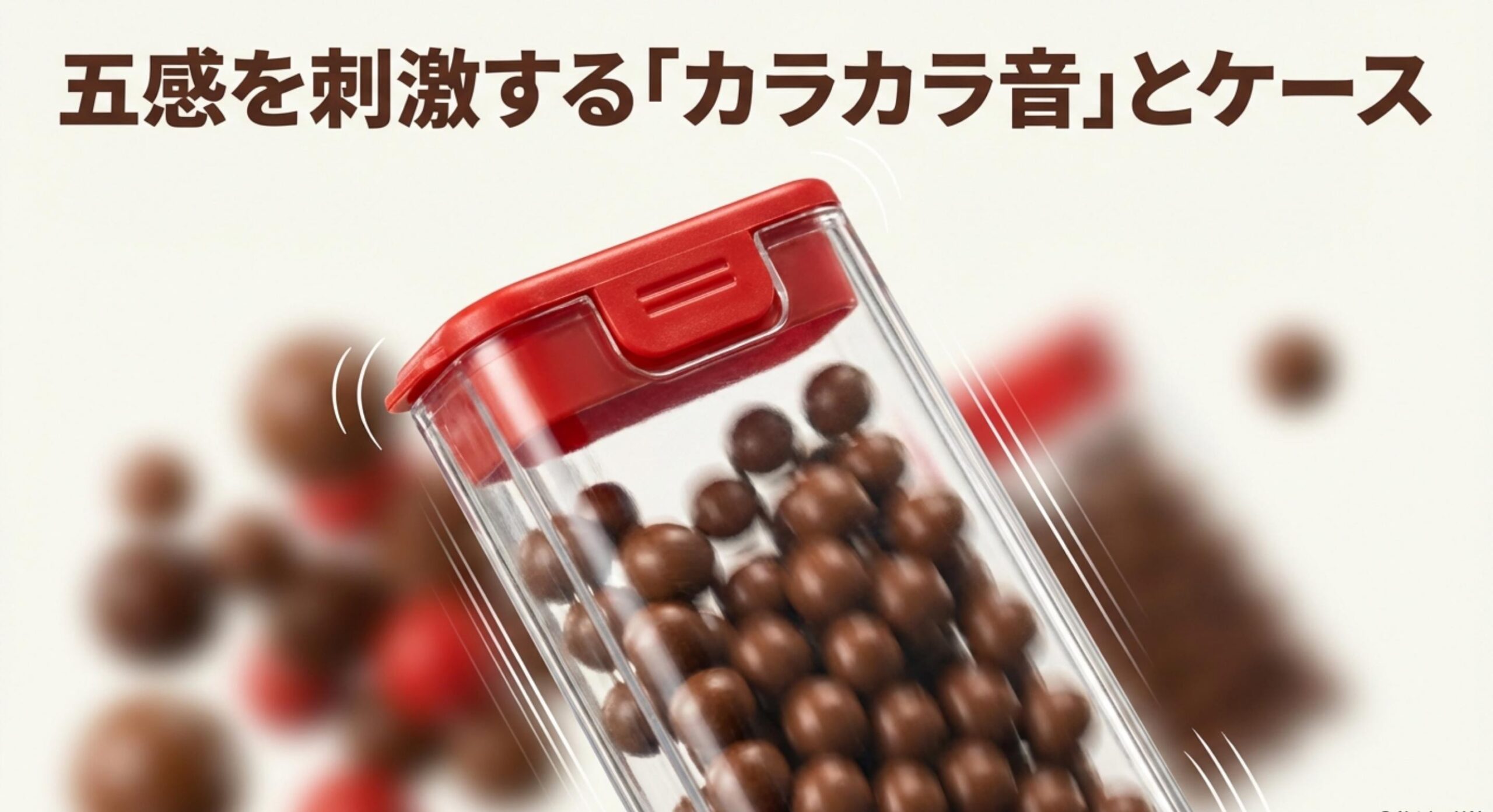 チョコベビー透明ケースとカラカラという音のユーザー体験