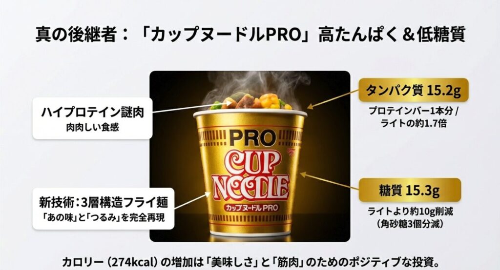 カップヌードルライト 現代の最適解は「PRO」！高たんぱく＆低糖質の圧倒的スペック