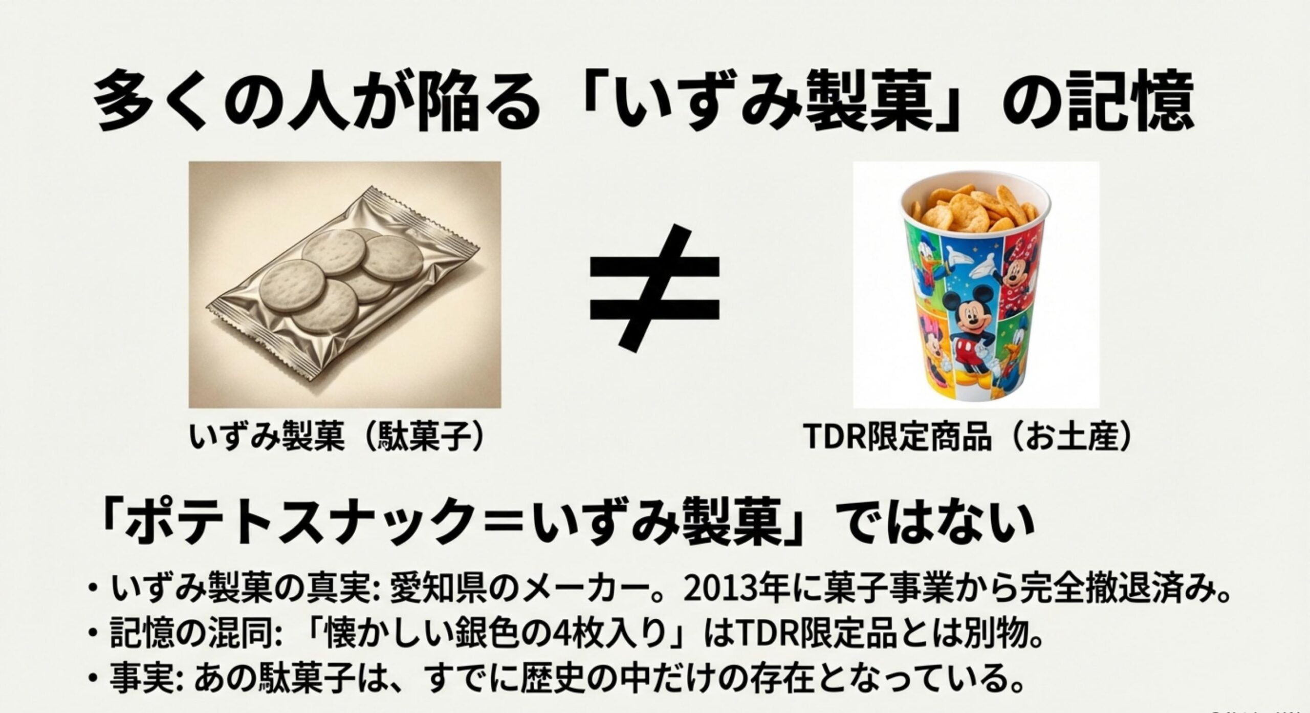 ディズニー ポテトスナック 販売終了 いずみ製菓 多くの人が勘違いしている駄菓子メーカーいずみ製菓との関係