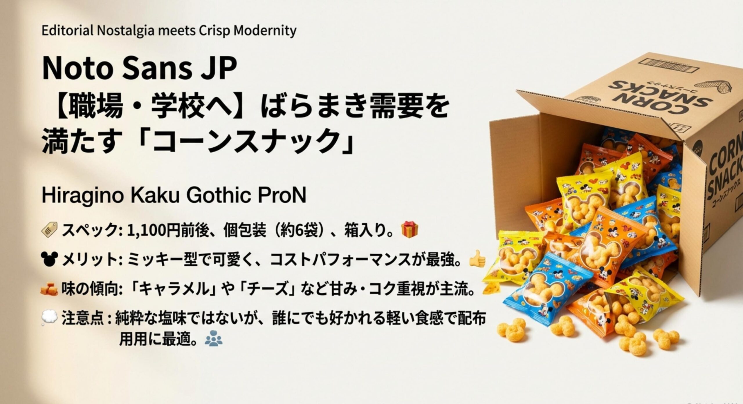 ディズニー ポテトスナック 販売終了 代替品 コーンスナック 職場へのばらまき需要を満たすコーンスナックの実力