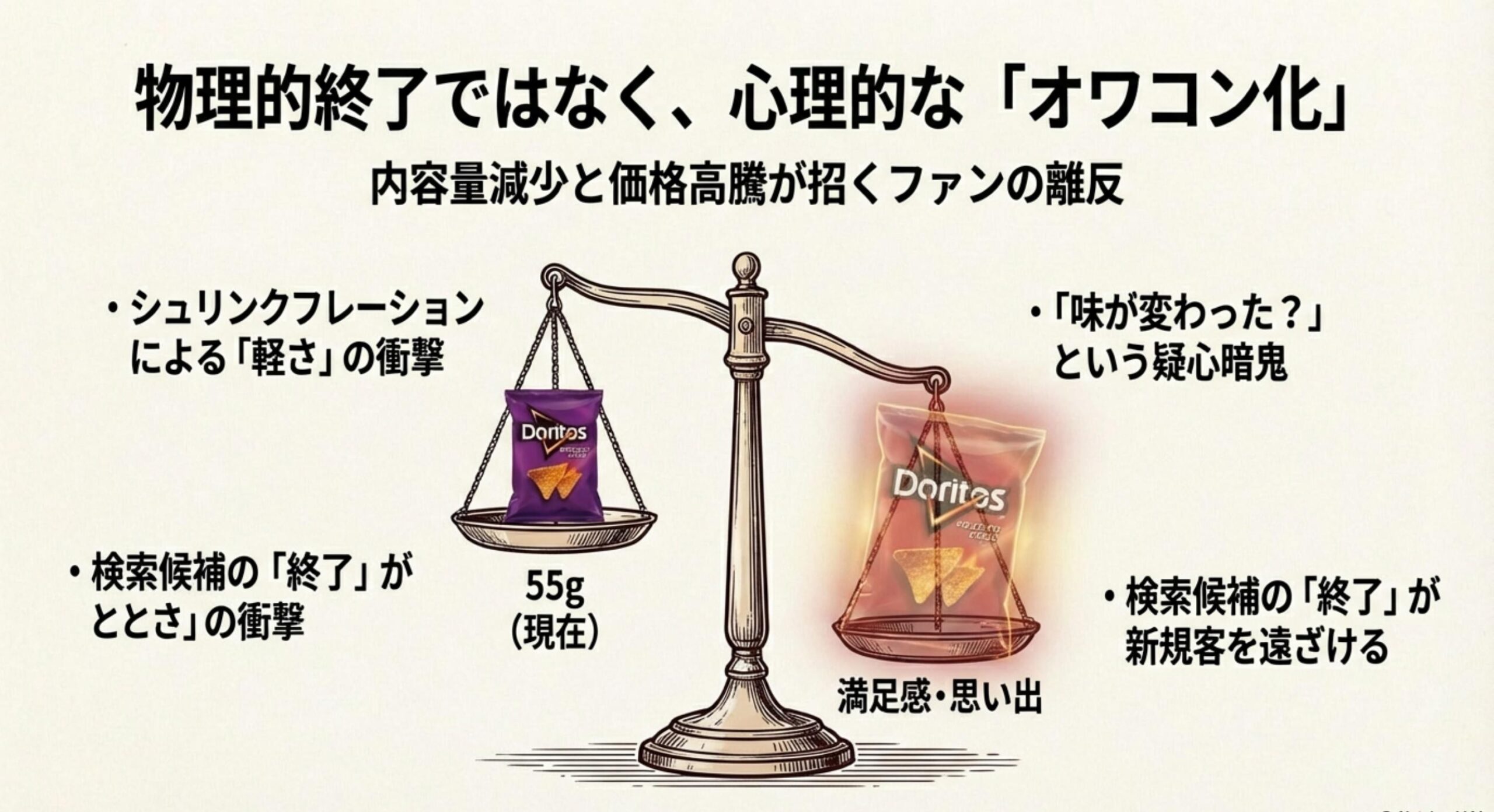 ドリトス シュリンクフレーションと心理的な「終了」