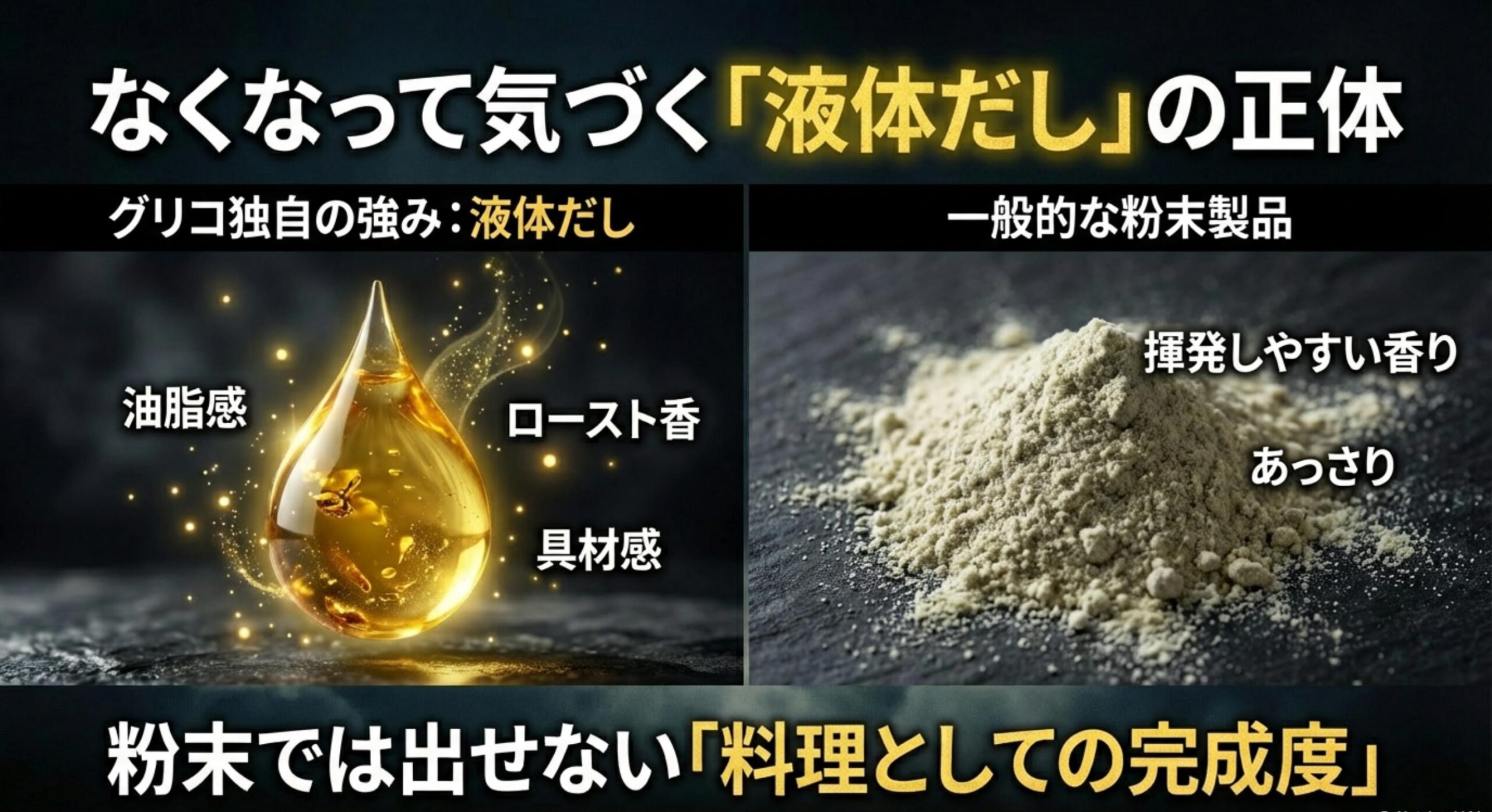 グリコ 雑炊の素 失われて気づく液体だしの独自性と成分分析