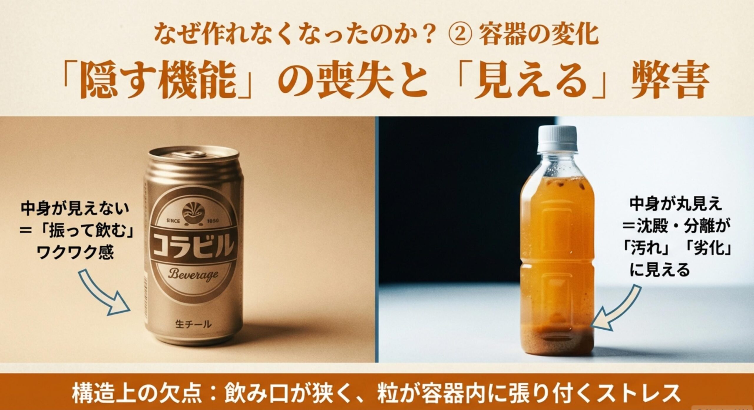 こつぶ ジュース 容器革命によって失われた中身を隠す機能