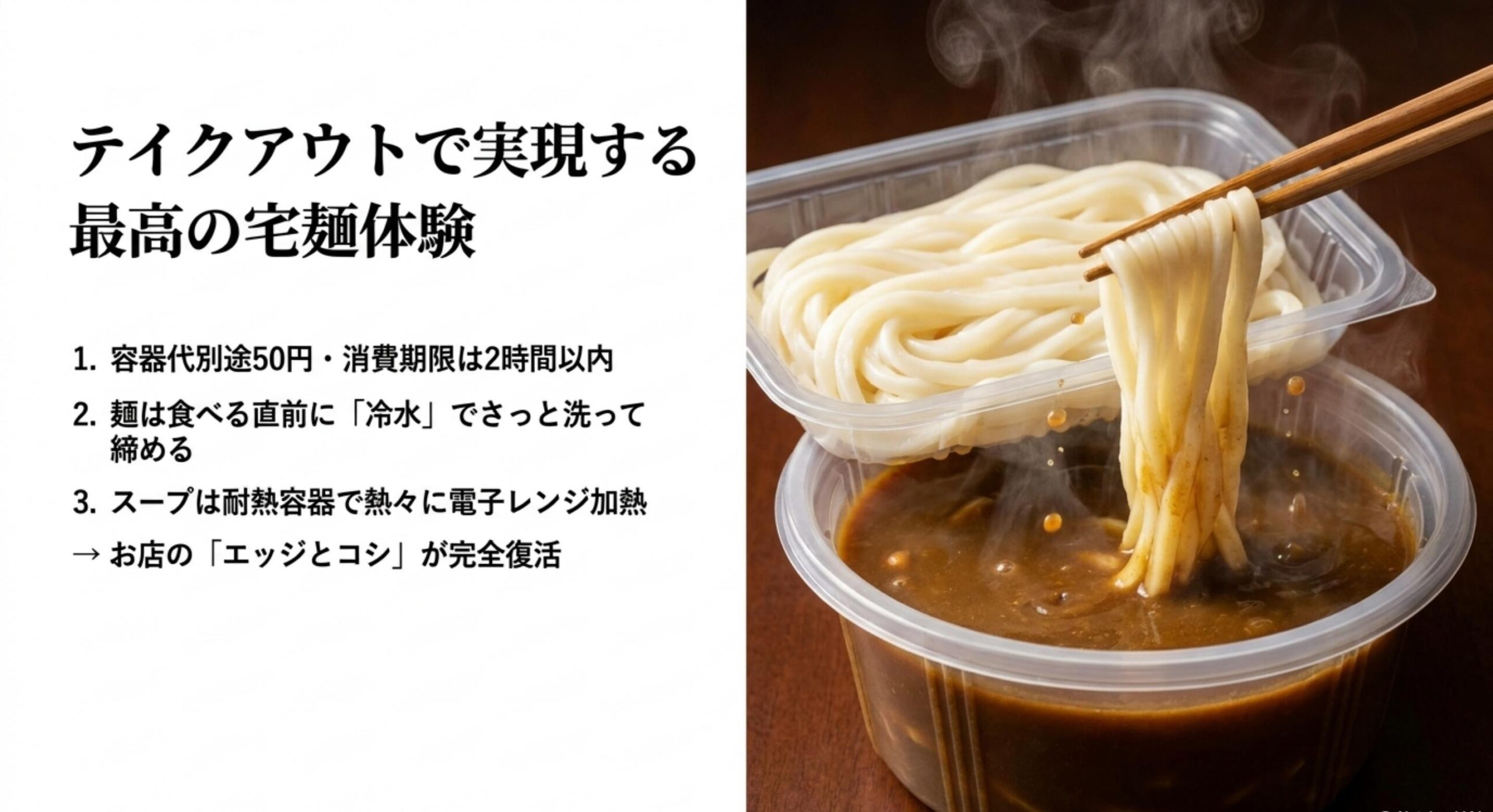 進化した専用容器のテイクアウトで実現する自宅での最高の宅麺体験