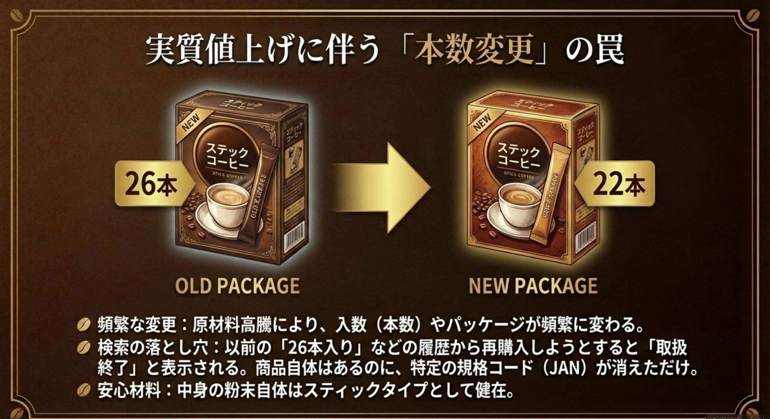 ネスカフェゴールドブレンド コク深め 販売終了 スティックの入数変更と現状