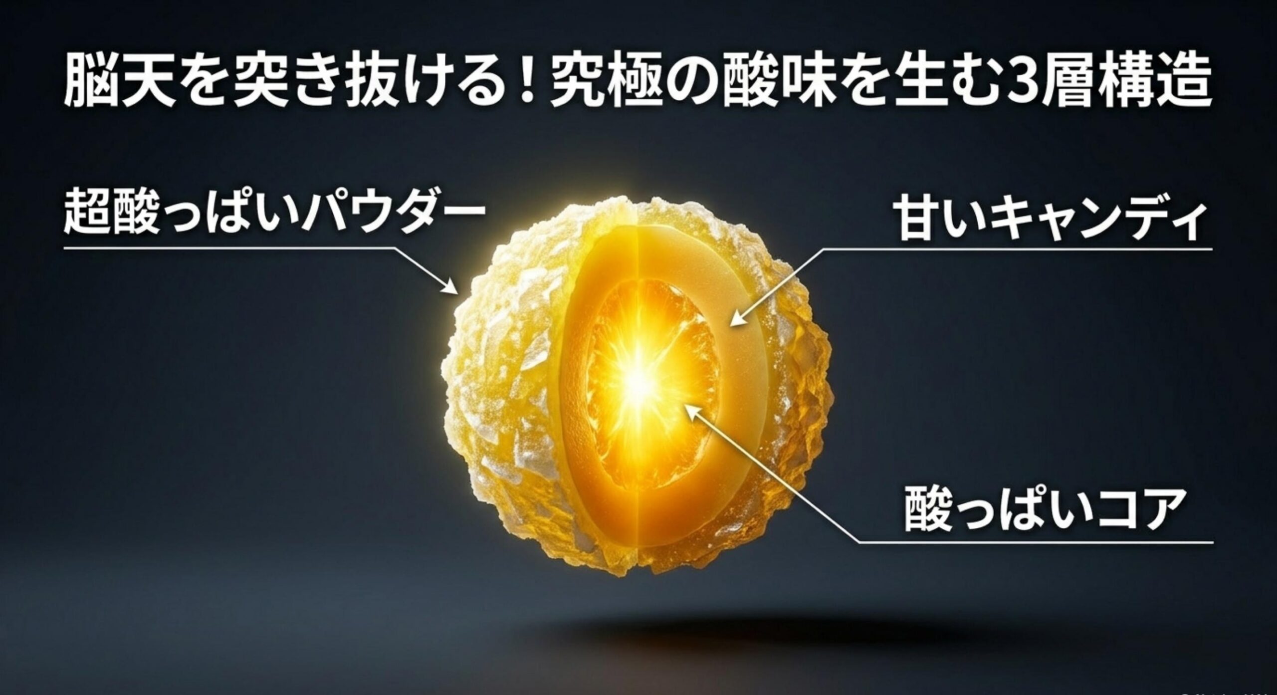 究極の酸味体験を生み出す特有の3層構造キャンディの魔力
