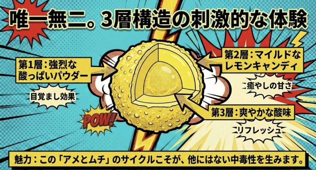 スーパーレモン キャンディ 変わらぬ3層構造の酸っぱさを再確認