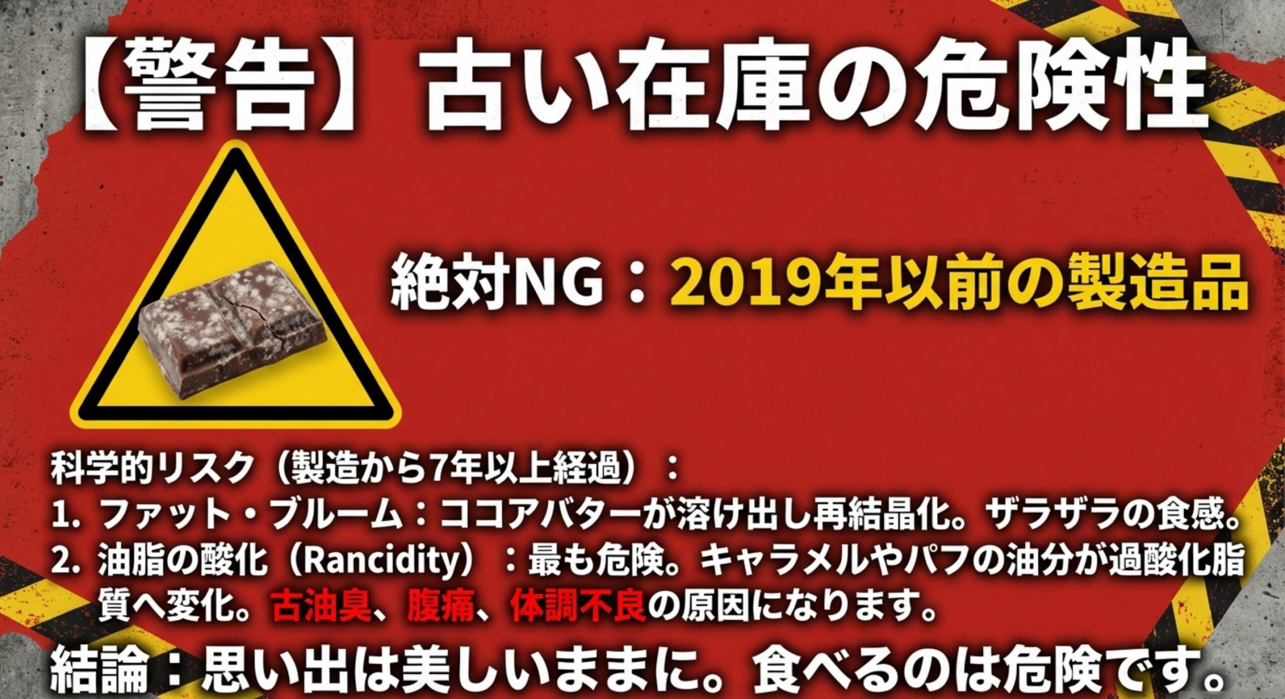 ウォンカチョコ ネットに残る古い在庫に潜む食品安全上の危険