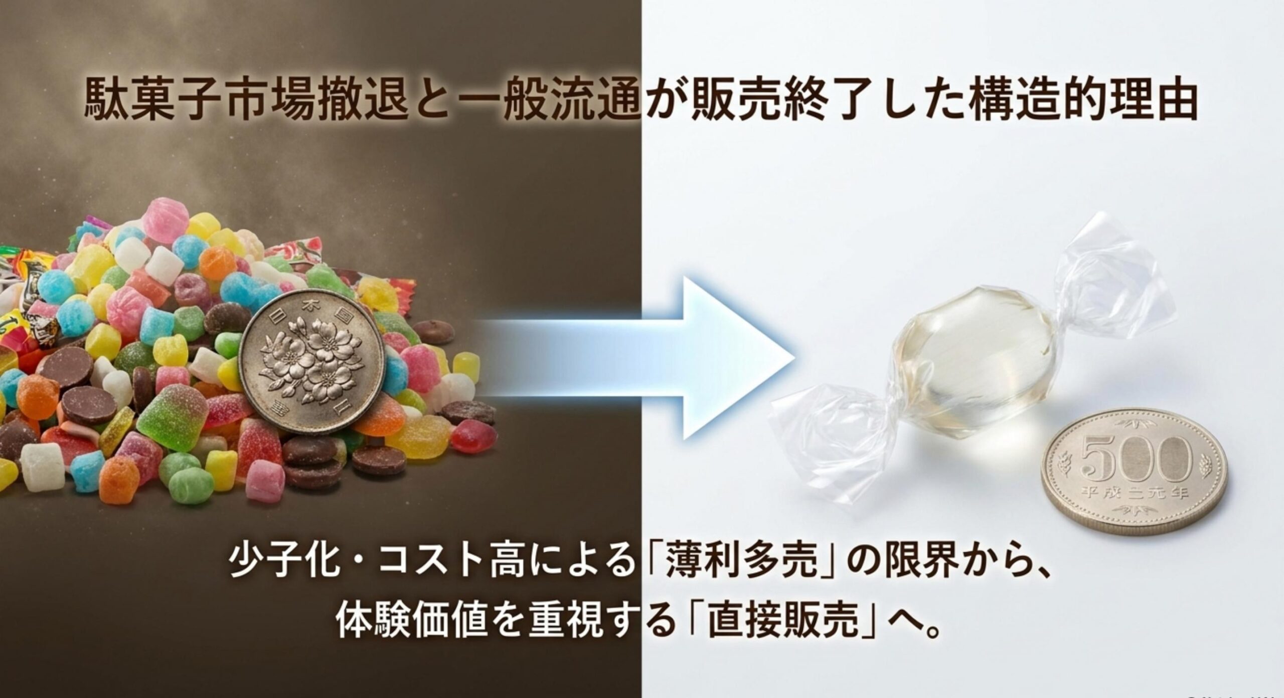 駄菓子市場からの撤退とスーパーなどの一般流通で販売終了した構造的理由
