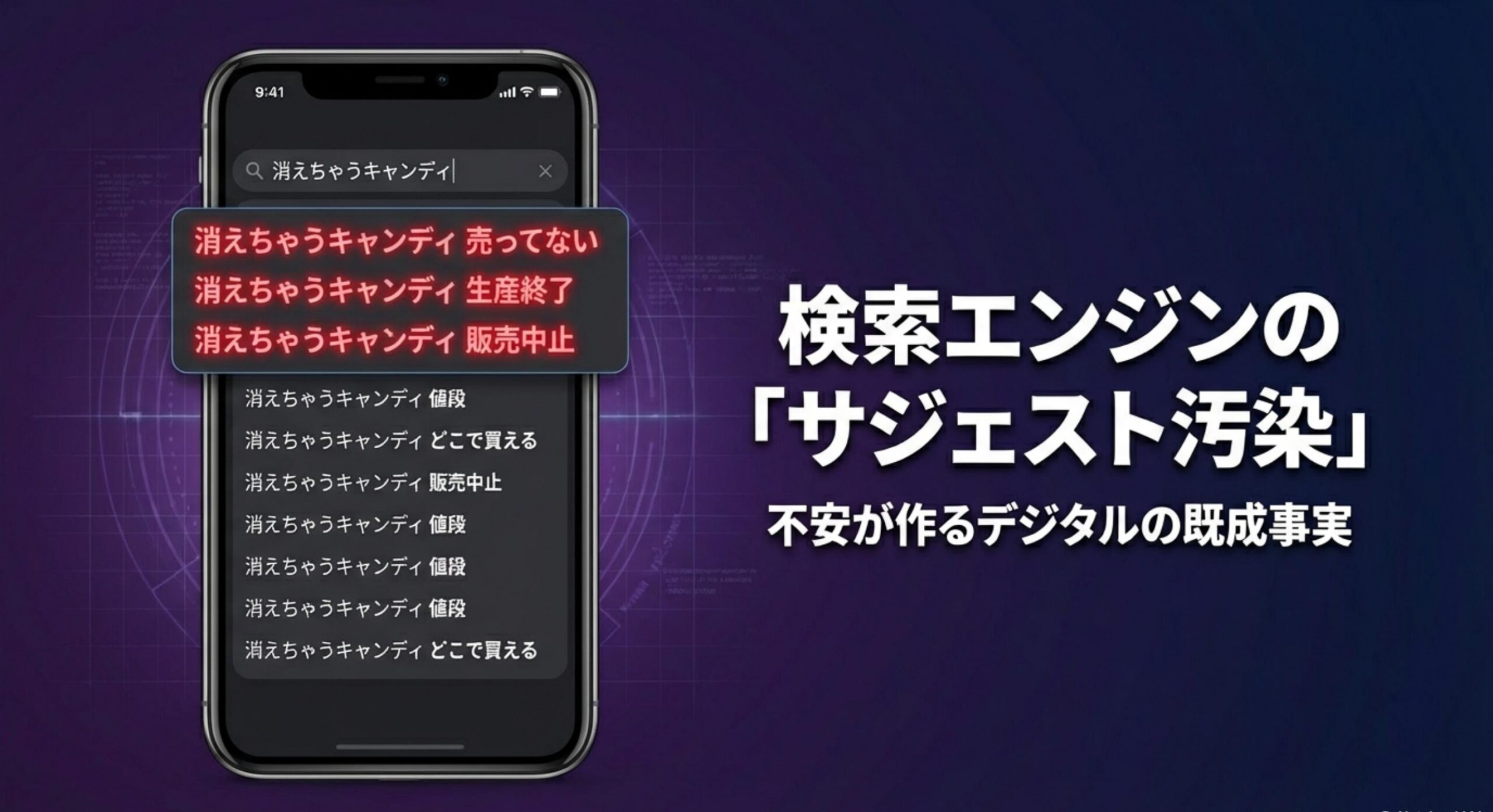 消えちゃうキャンディ 検索エンジンのサジェスト汚染が生み出すデジタルの既成事実